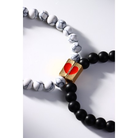 Bracelets "Demetrons" Heart with beads, black and white color, ball No. 8, D = 6.5 cm-7