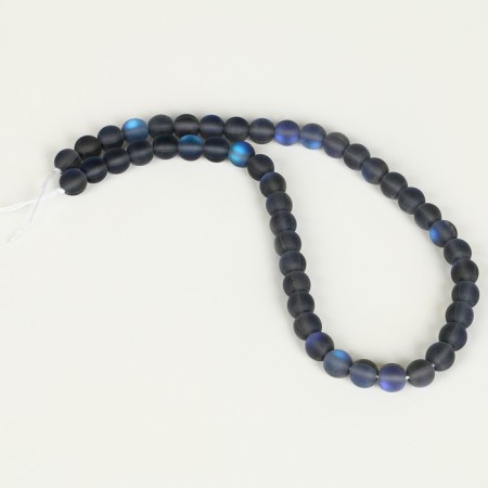 Busins ​​made of natural stone "Cat Eye", set 46 pcs., Size 1 pc. -8 mm, matte dark blue-1