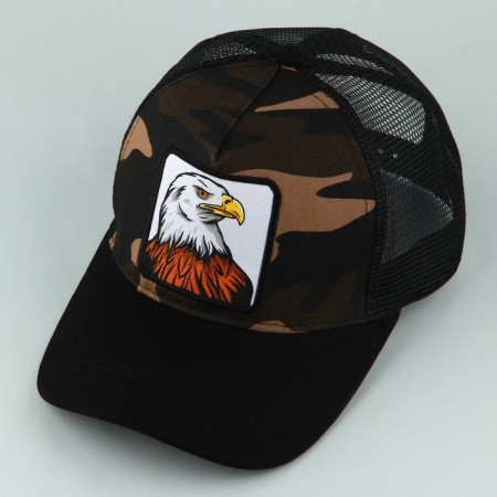 Men's cap with a grid "Eagle", Black Color, Rr. 56-2