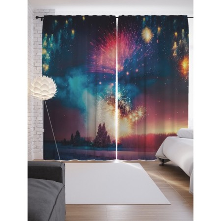 Photostes "Salute in winter", Saten, size 145x265 cm, 2 pcs
