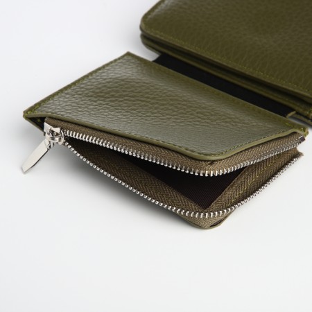 Women's wallet on magnet, green color-3