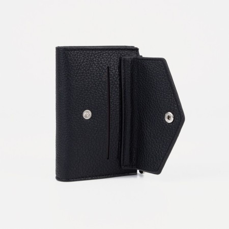 Women's wallet on the button, black color-5
