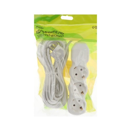Extension cord Luazon Lighting Eco, 3 sockets, 8 m, 10 A, 2200 W, PVS 3x0.75 mm2, with salary, white-4
