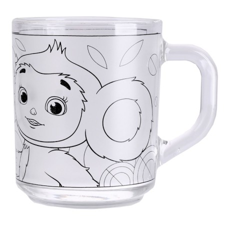 Mug 230 ml, in a set with paints and brush “Cheburashka”, glass-2
