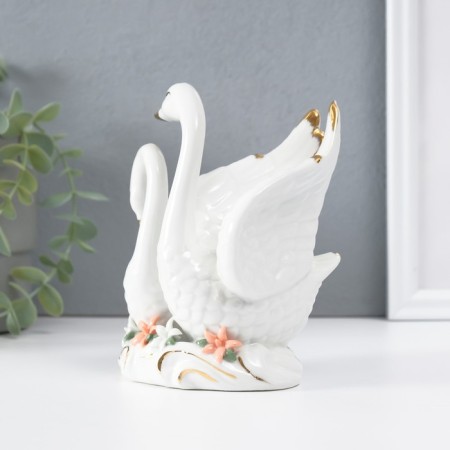 Souvenir Ceramics "Swans in a backwater with flowers" Color-2