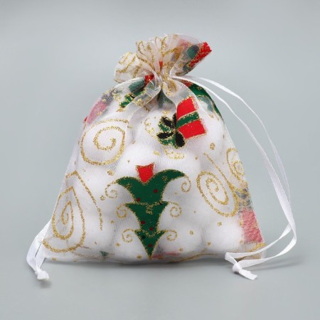 Bag Gift Organza "Golden Momns", 10 x 12 cm +/- 1.5 cm, New Year