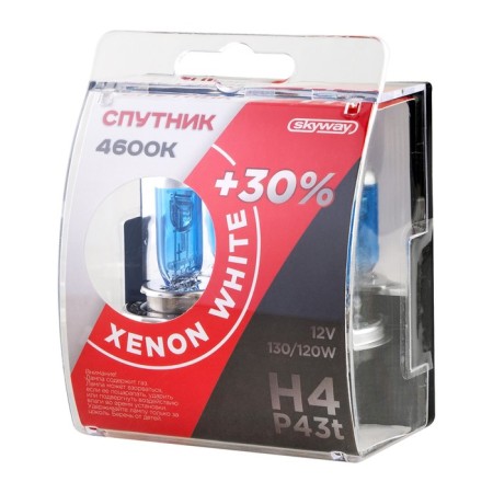 Car lamp Skyway H4, 12 V, 130/120 W, P43T, Xenon White+30, 4600 K, 2 pcs-1