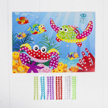 Application with round rhinestones "Sea inhabitants"-1
