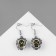 Skull earrings, golden color in black silver