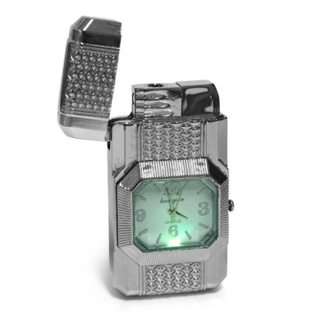Gas lighter for smoking "Clock on the strap", piezo, silver-4