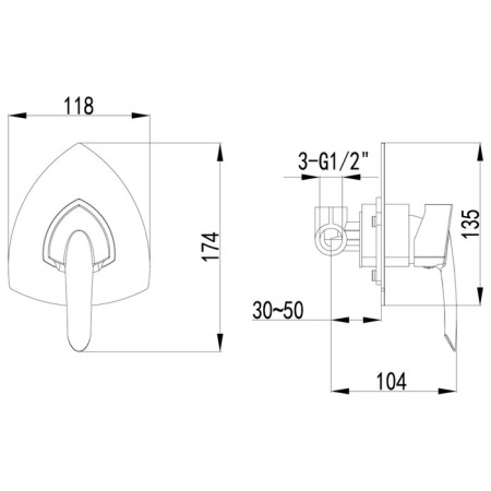 Lemark Mars LM3523C shower mixer, one -rod, built -in, without a watering can, chrome-1