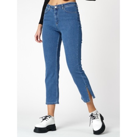 Women's cool jeans with a high -waist of blue, size 44-7