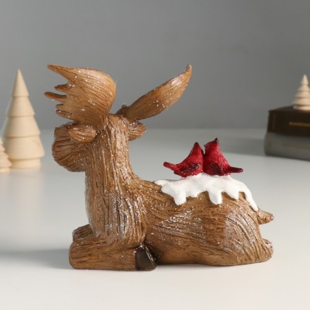 Souvenir Polystone "Losik color of cinnamon with red birds on the back" 11x16.5x16 cm-2