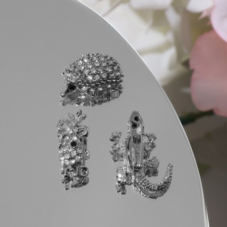 Assortment Brooch Zoo, white color in silver (indivisible packing 12 pcs., Price per pcs.)-2