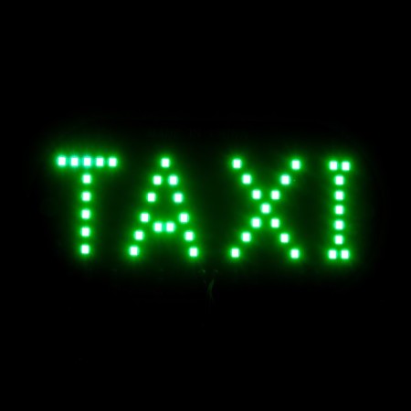 LED taxi sign 12 V, 45 LED, 13 × 6 cm, wire 150 cm, green-1