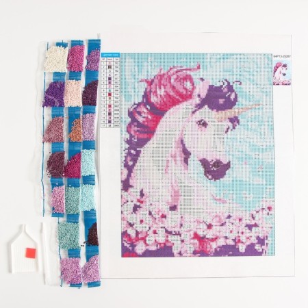 Diamond mosaic with full filling on the canvas "Unicorn", 30 x 40 cm-4