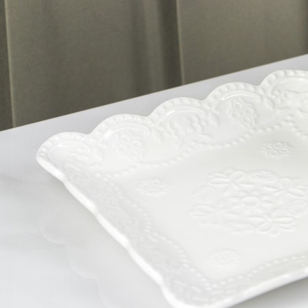 Porcelain Square Dolyana "Susan", 15 × 15 cm, white color-2