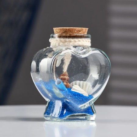 Souvenir in a bottle heart "Shell" 8*6*4cm, mix-1