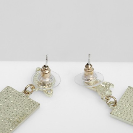 Emall earrings "Cosmos" and cats, white-blue color in gold-2