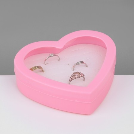 Organizer for jewelry "Casket Heart" 24 places, plastic, 12 × 9.5 × 3 cm, pink color-2