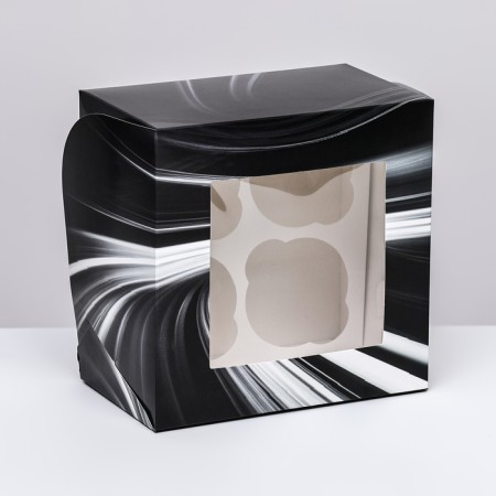 Packaging for 4 cupcakes with a window, "male", 16 x 16 x 10 cm