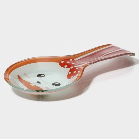 Glass stand under a spoon of a shade "Bunny and carrots", Orange color-2