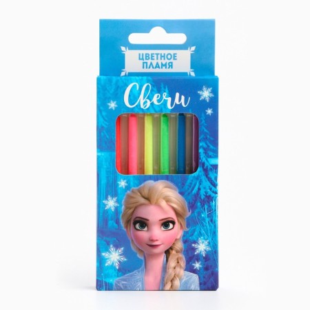 A set of candles in a cake 6 pieces, with a colored flame, a cold heart-3
