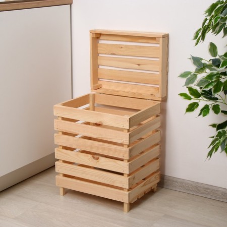 Box for vegetables and fruits, 30 × 40 × 50 cm, wooden, with a lid, Greengo-6