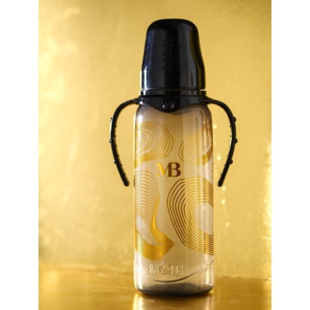 A bottle for feeding “M&B”, classic throat, with handles, 250 ml., 0 months, gold collection-13