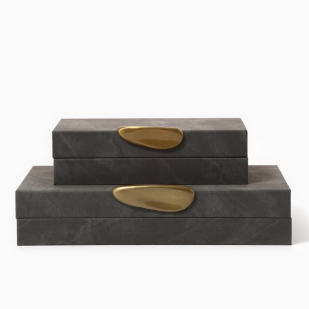 The casket for jewelry "gray marble" eco -leather, set 2 pcs.-1