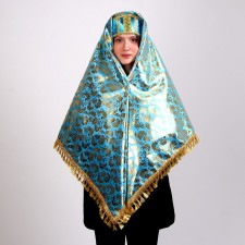 Carnival set: scarf, kokoshnik, gold on blue