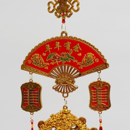 Plastic suspension, textiles "Bonsai, fan and scores" 19.5x80 cm-1