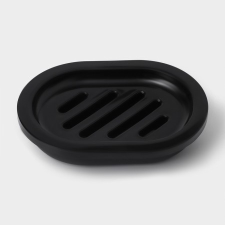 Set for the bathroom “Standard”, 4 items: soap dispenser, soap dish, 2 cups, 24 × 8 × 17 cm, black color is black-8