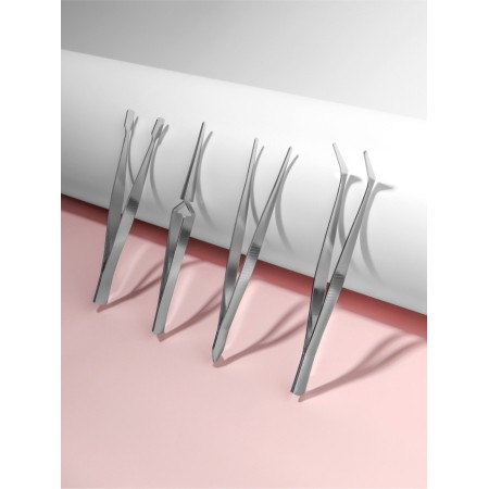 A set of tweezers for needlework, 11.7/12.3/11.2/11.9, silver color