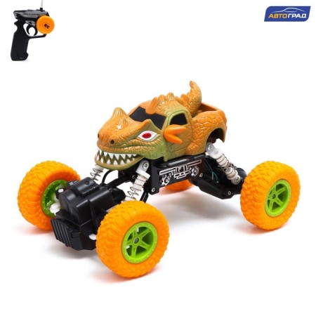 Dino radio -controlled jeep works on the battery, yellow color