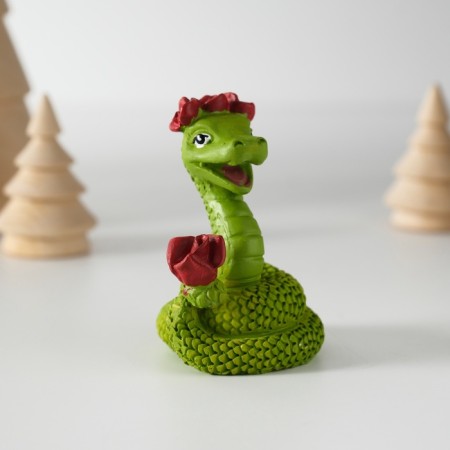 Polystone souvenir "Snake with red roses" 4.9x6 cm-6
