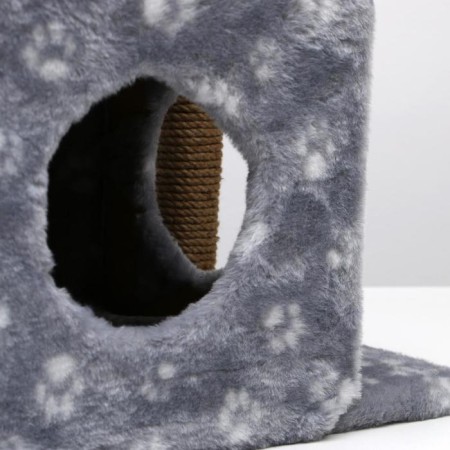 House for cats with a claw, two -story, with windows, 50 x 36 x 75 cm, gray with paws-8