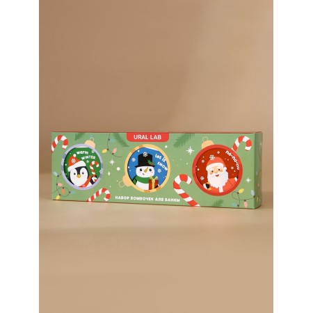 Set of Bath Bombs Ural Lab Happy New Year, 3x100 g, New Year-14