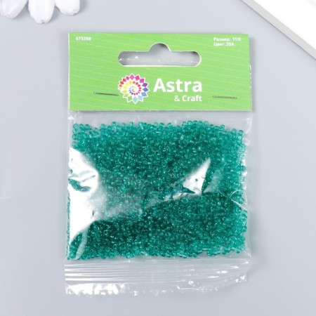 Beads "Astra" 11/0, 20 g (20a turquoise transparent)-2