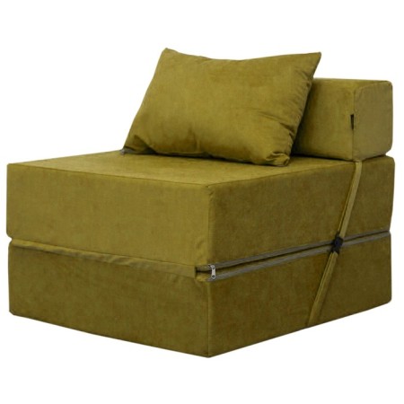 Handwheel chair-bed "Essen", velor fabric, mustard color
