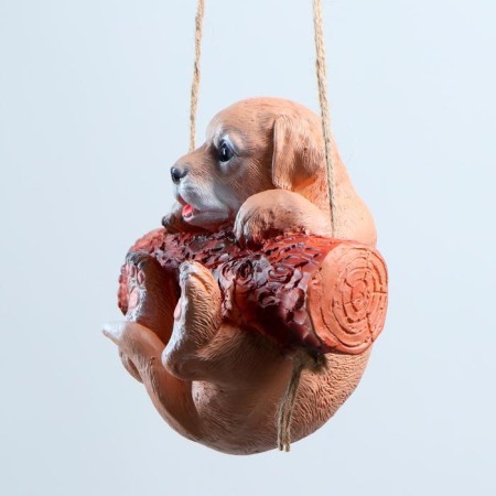 Suspended decor "Puppy on a log", 21x13x18cm-5