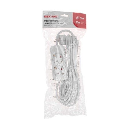 Extension cord Standard 2 nests, 5m, 3x1.0mm², s/h, white rexant-4