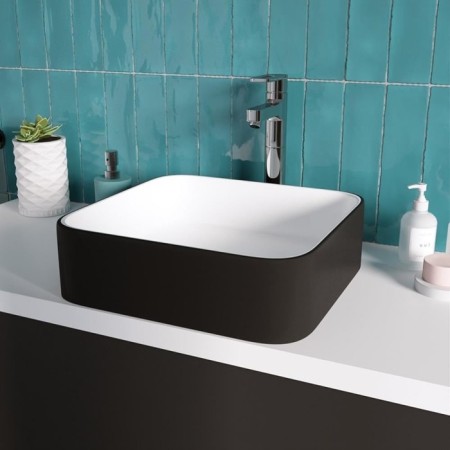 Grossman GR-4042BW sink, square, 385 x 385 mm, white/black-1