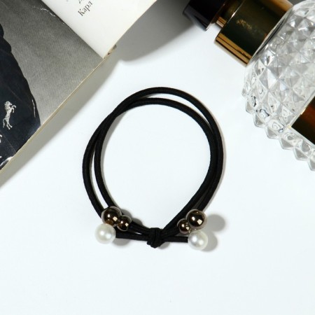 Hair gum "Valeria" beads, 6 cm, black-1