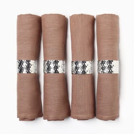A set of napkins with a decorative. Rings Ethel Sand 40x40 cm - 4 pcs, 100% linen-2