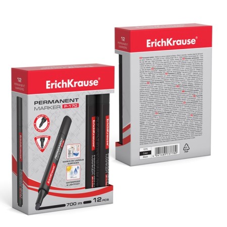 Permanent Erichkrause P-170, 2.0 mm permanent, alcohol-based ink, black-3
