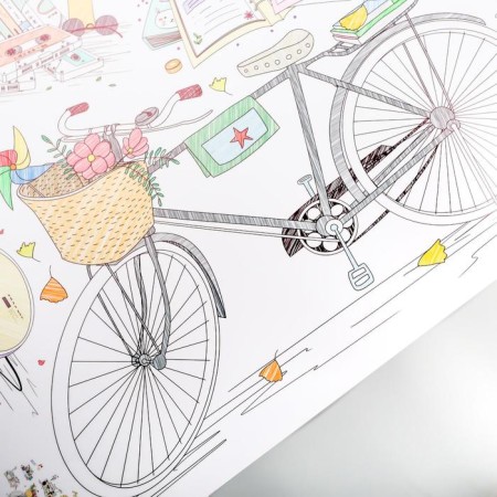 Sticker Plastic Interior color "Bicycle, tape recorder and camera" 60x90 cm-2