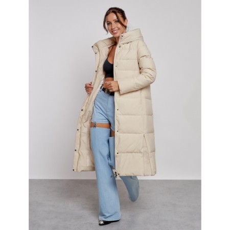 Coat insulated winter female, size 50, beige color-19