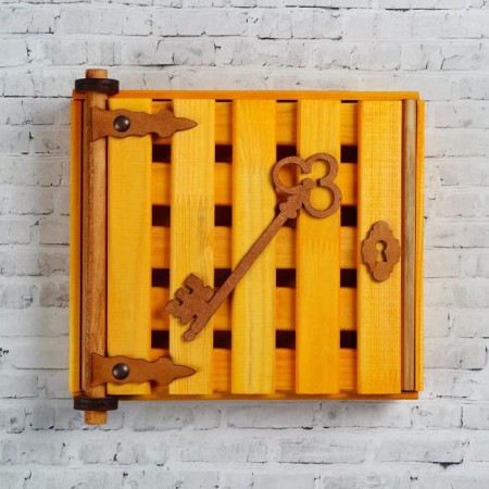 Wooden Key "Golden Key", 23 x 20 x 6 cm, 4 hooks