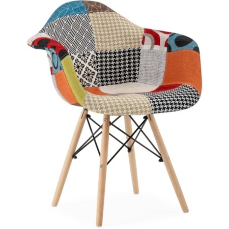 Wooden chair multicolor array of wood/metal/fabric, colored 64x60x83 cm